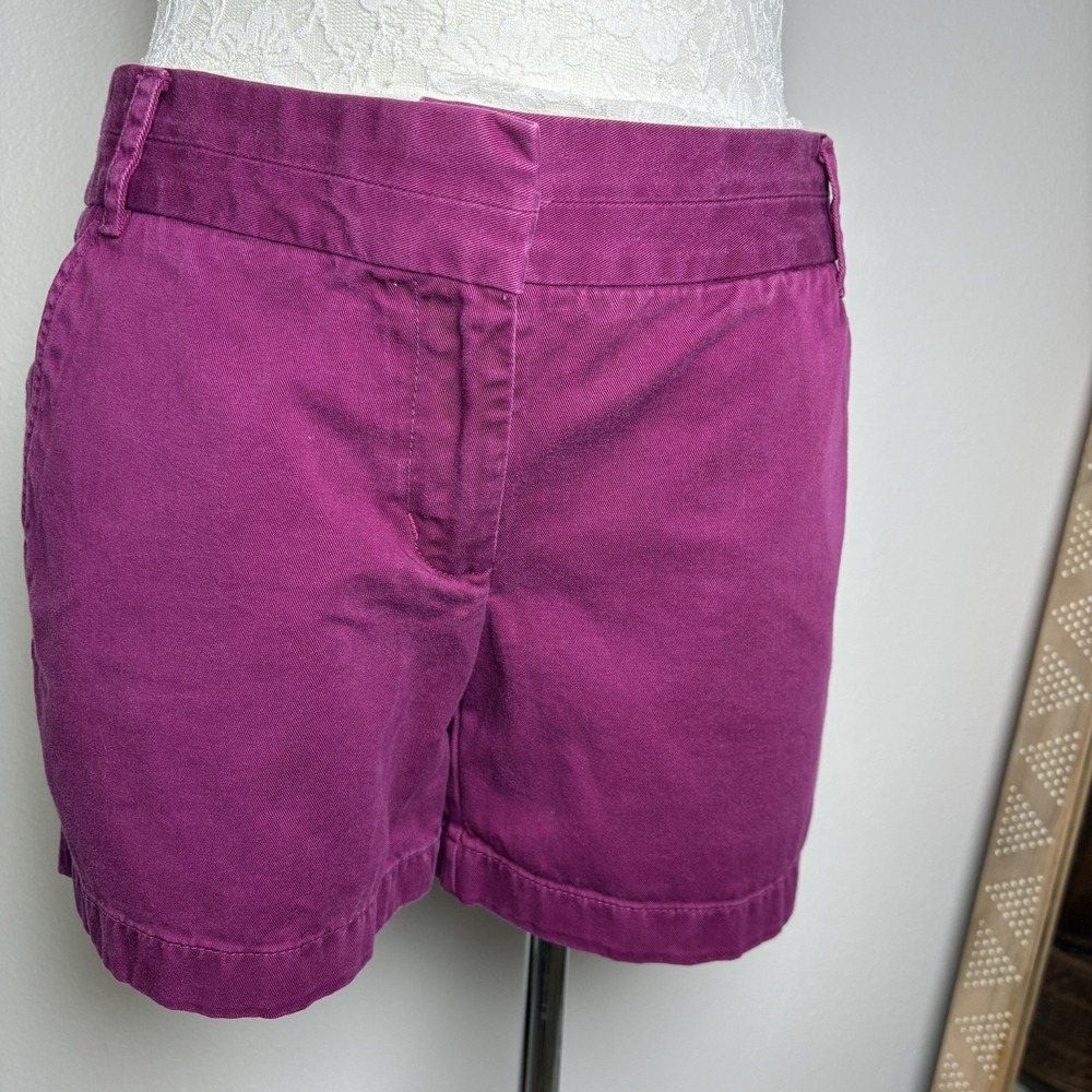 J Crew Women 8 Purple Chino Shorts Preppy Casual 100 Cotton 4.5" Inseam